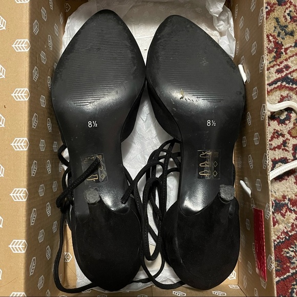 Call It Spring Black Suede Lace Up Heels - Picture 5 of 6